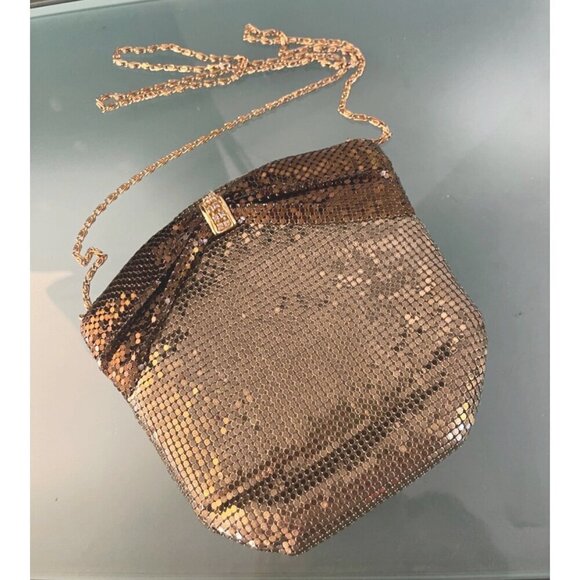 Yeuwton purse vintage chain mail gold & copper rhynestone trim magnet fasten - Picture 1 of 8